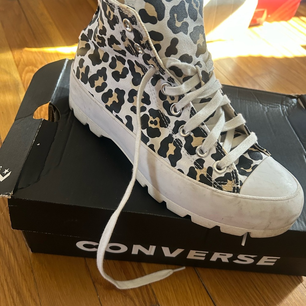 Converse Women's Black and White Leopard High-Tops